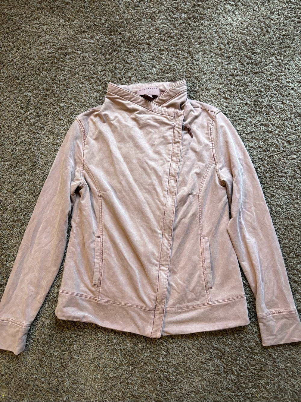 Marrakech Women's Light Pink Asymmetric Zip Leather Jacket